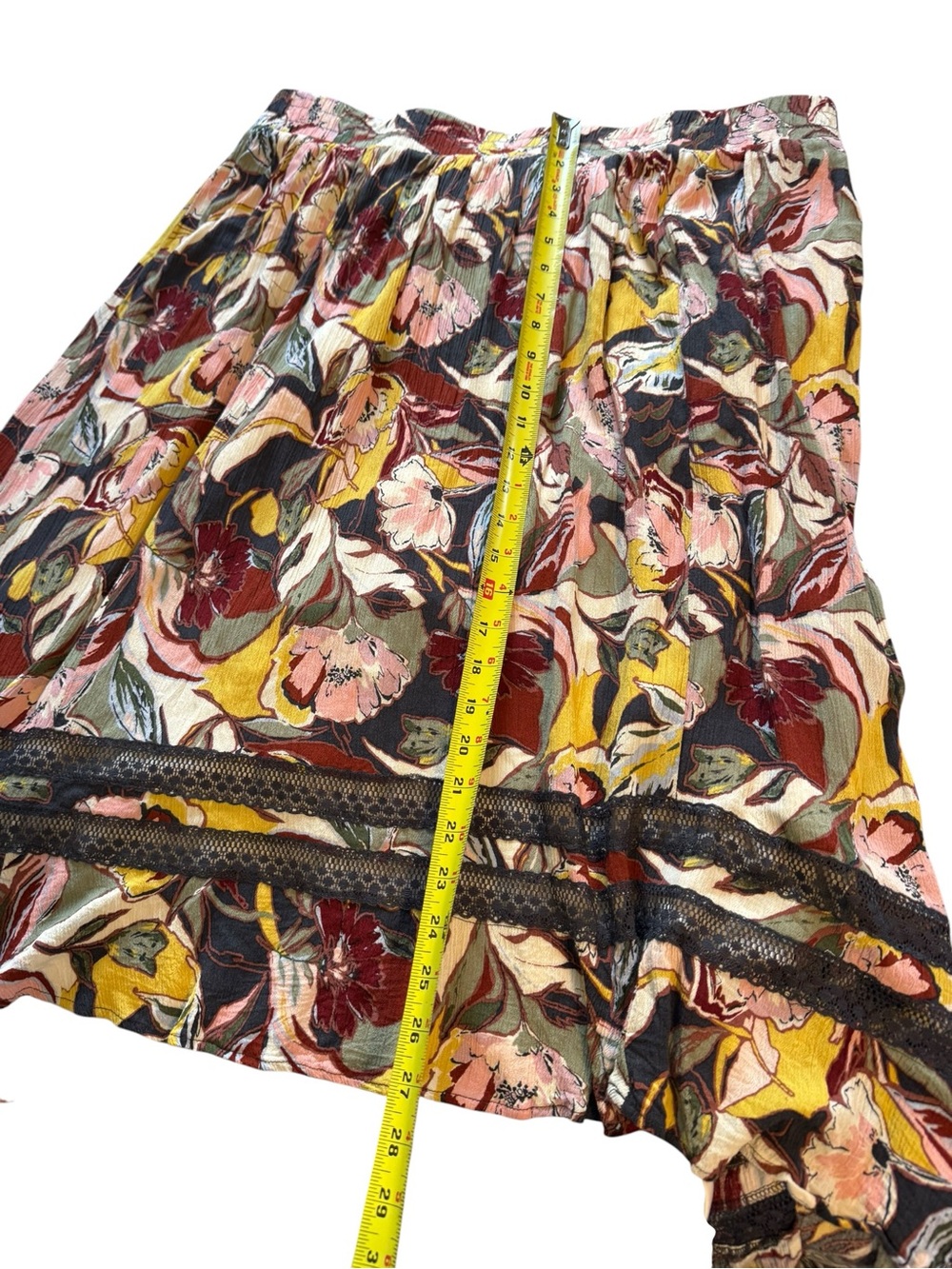Torrid 2X Floral Crinkle Gauze Hi Low Maxi Skirt Lace Boho - Picture 3 of 7